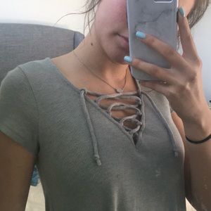 Hollister Lace-Up T-shirt Top